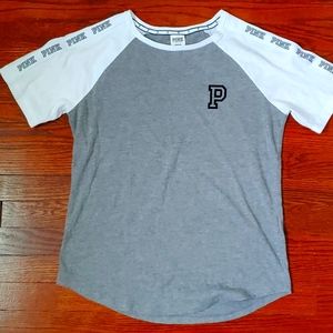 PINK by Victoria's Secret Ladies Grey & White T-shirt Size Large